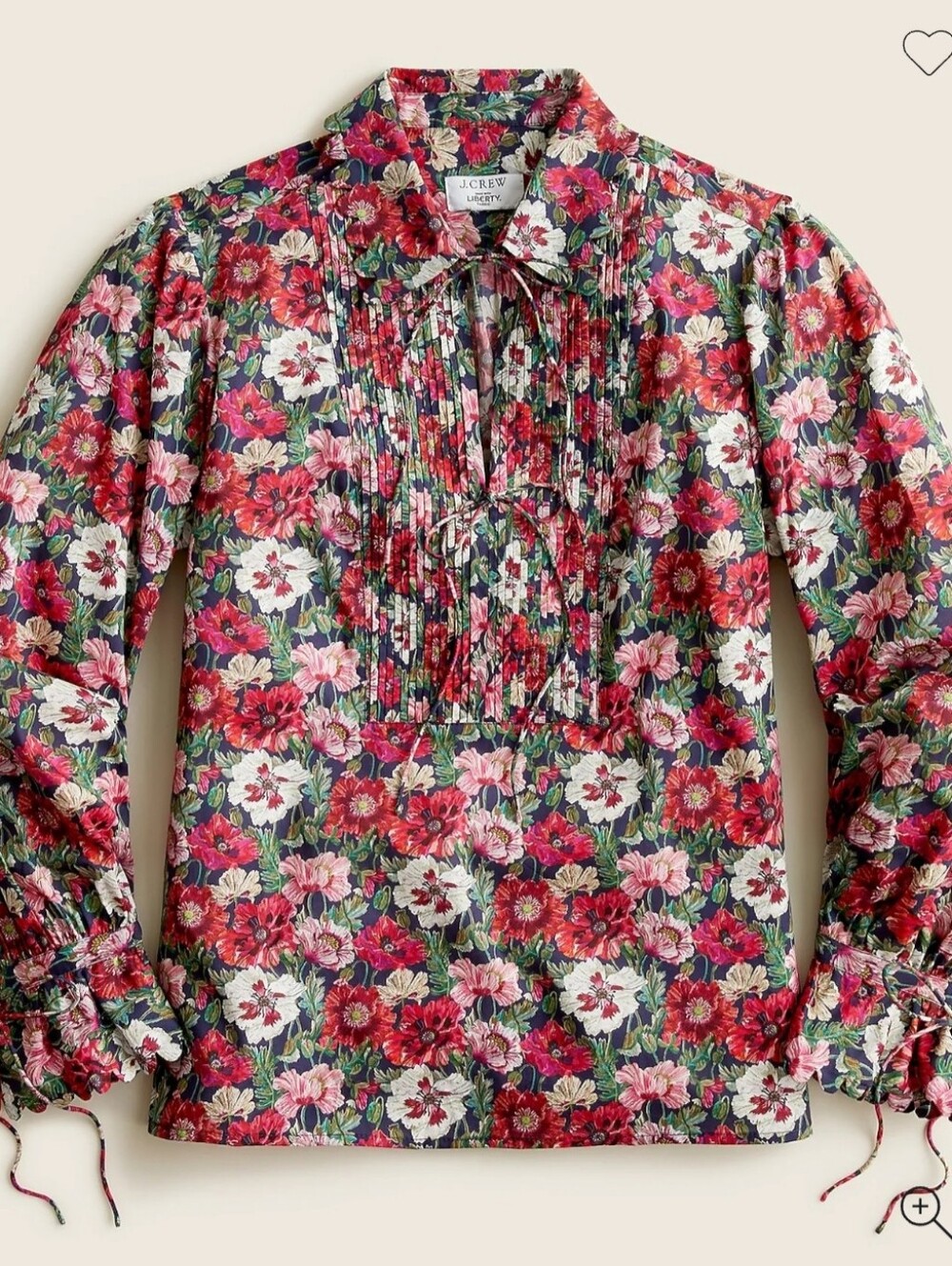 J. Crew Scalloped Edge Volumes Sleeve in Liberty Poppy Amelie Floral Blouse